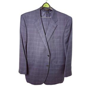 JOS A BANK Signature Gold Suit Men's 48R 42.5x30.5 Blue PLAID Check 100% Wool